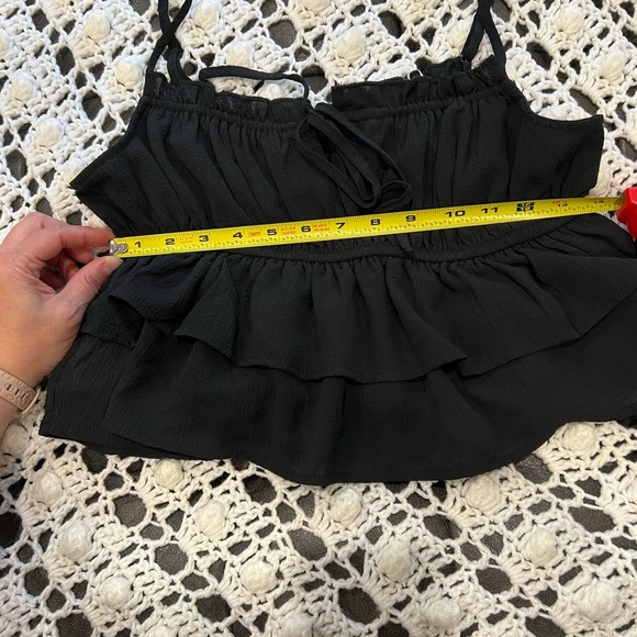 Wild Fable Black Cropped Ruffled Tie Front Camisole Size Medium - Picture 14 of 14
